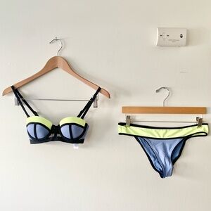 NEW Atmosphere Blue and Neon Bikini Top and Bottom Set